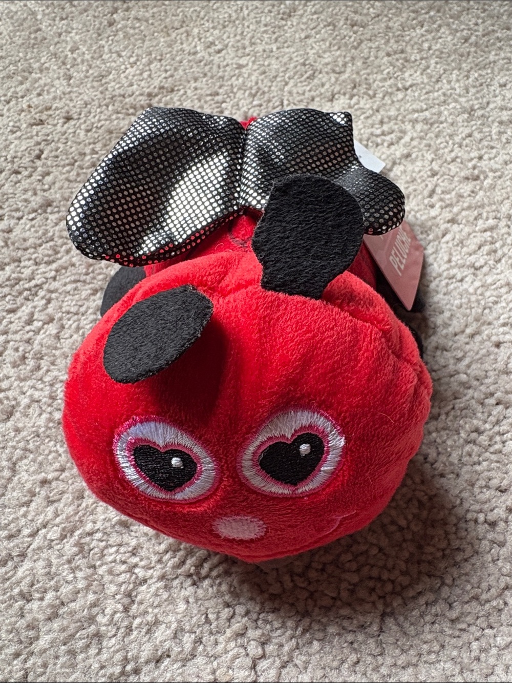 Plush Red Ladybug Soft Toy with Heart Eyes